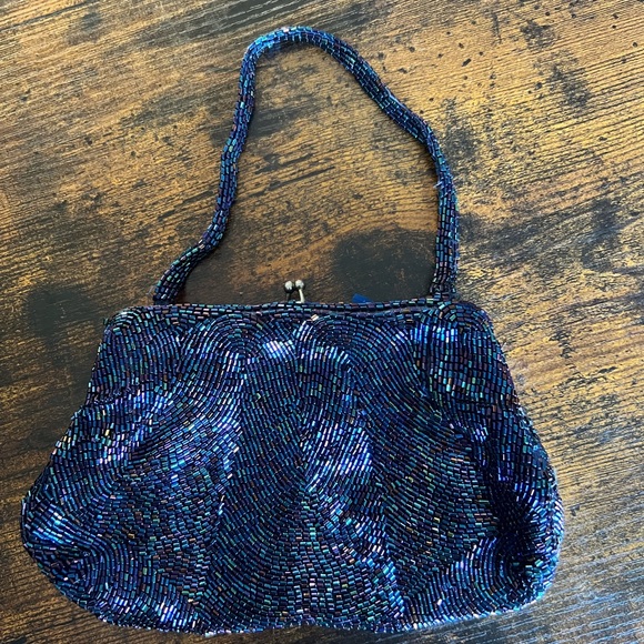 Walborg Iridescent Blue Beaded Clutch - Picture 2 of 5